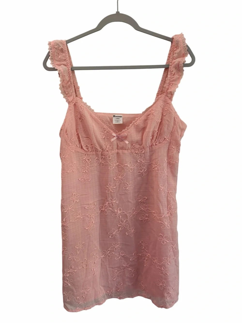 NWT NOBO Babydoll Princess Coquette Pink Lace-Embroidered Chemise Dress Size LG